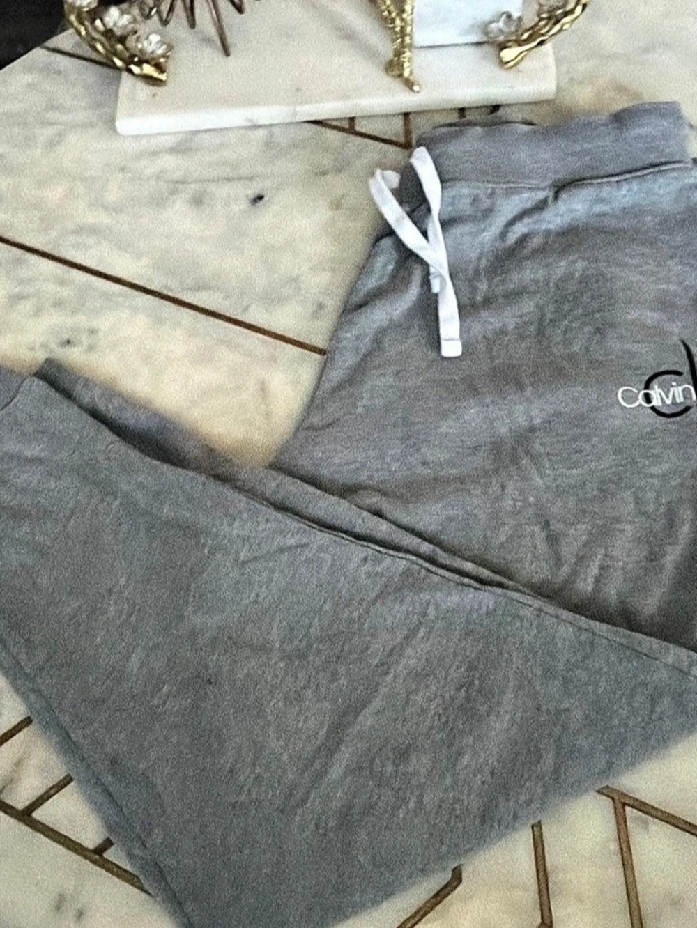 Calvin Klein Sleepwear Logo Jogger Pants Gray XL